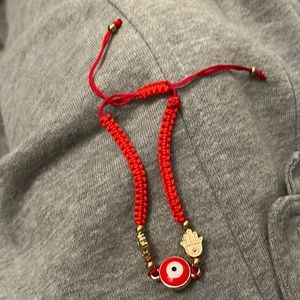 Handmade Red and gold evil eye bracelet